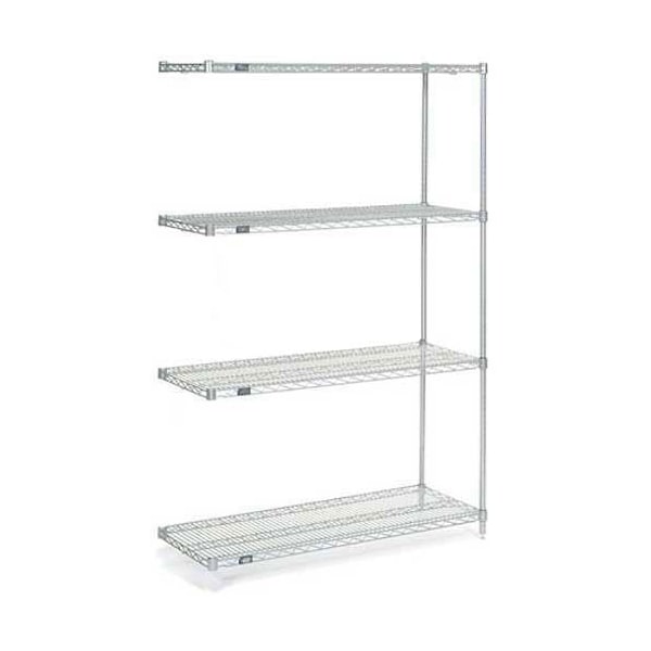 Nexel Nexelate Wire Shelving Add-On, Silver Epoxy, 72W X 14D X 63H A14726EP - main